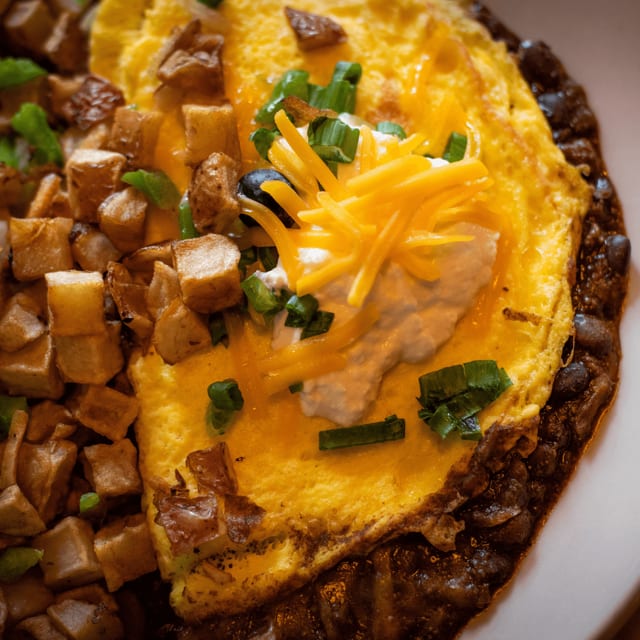 Black Bean Chicken Chili Omelette.