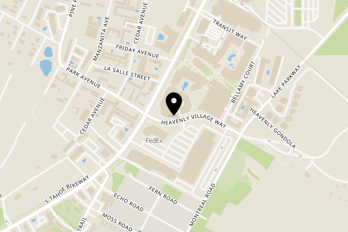 Map showing the location of Driftwood Cafe on 1001 HEAVENLY VILLAGE WAY in South Lake Tahoe